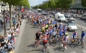 Bikers on a Paris road